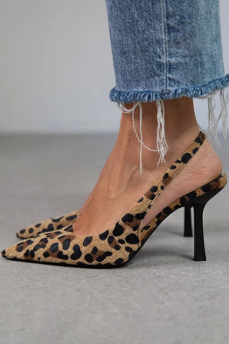 Ambra™ | Leopard print heels with back strap