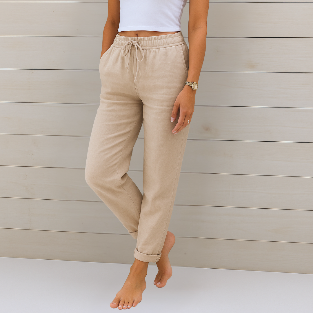 Clarissa | High-quality linen trousers with elasticity made from breathable fabric