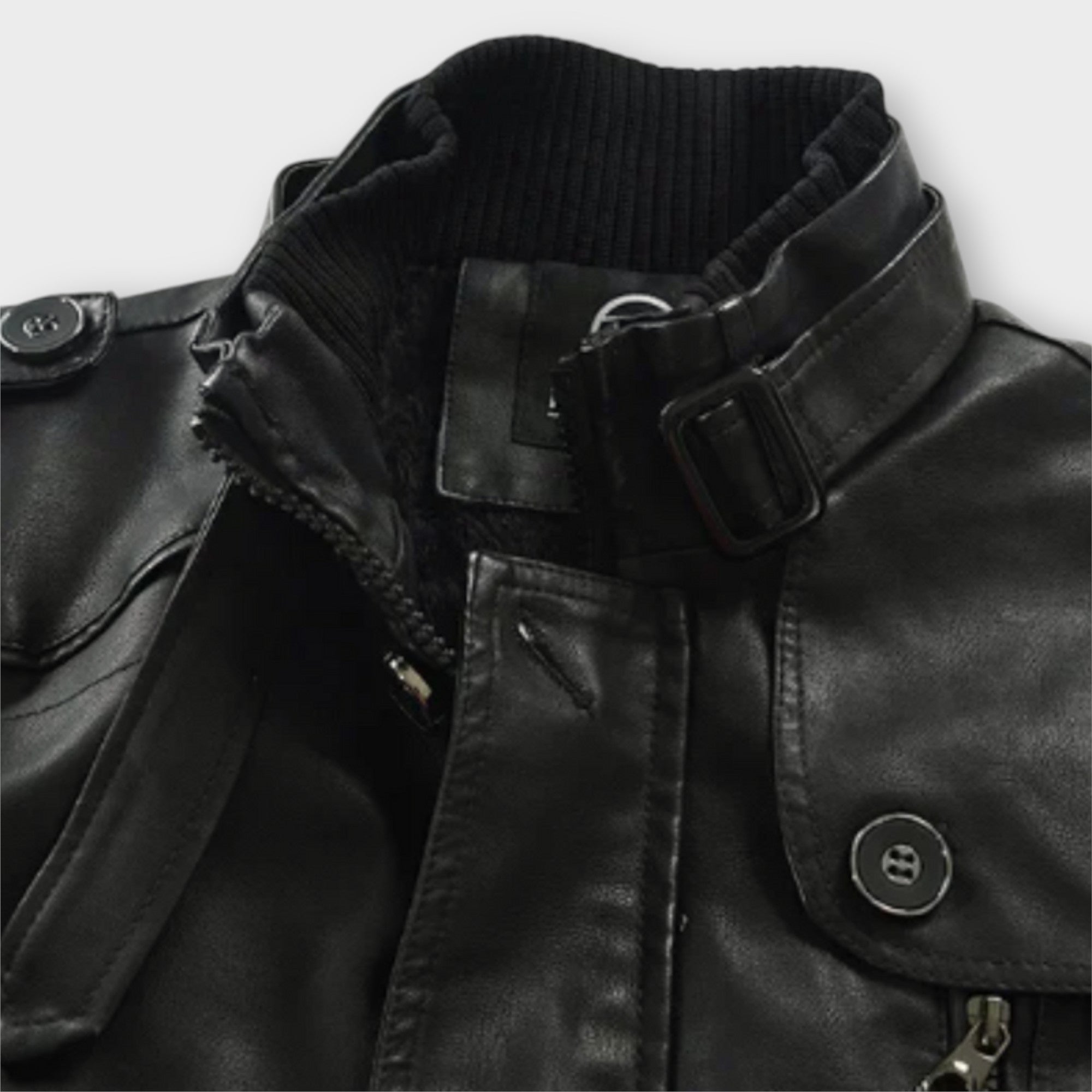 Elegant Long Leather Biker Jacket