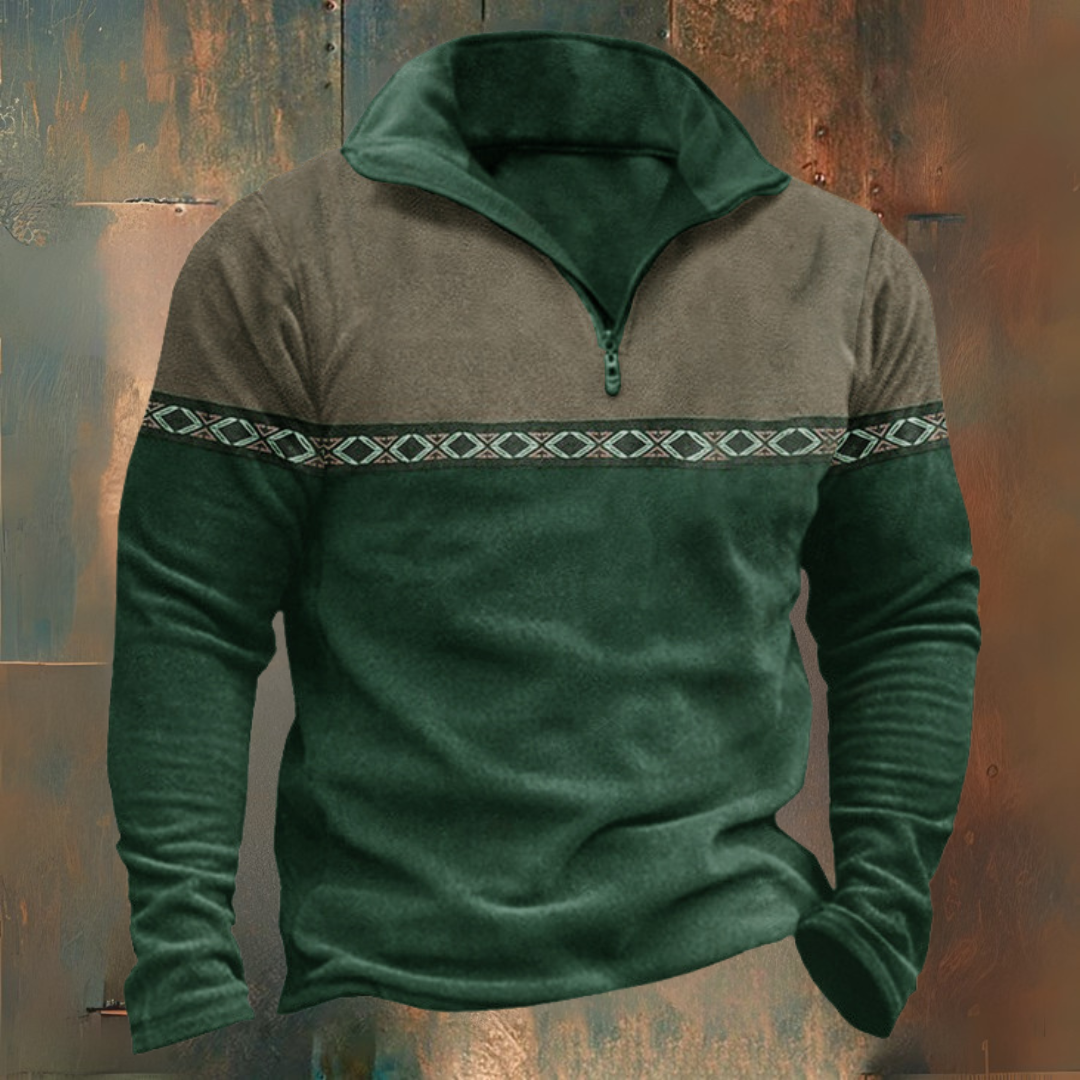 Demi-zip Jacquard Sweatshirt