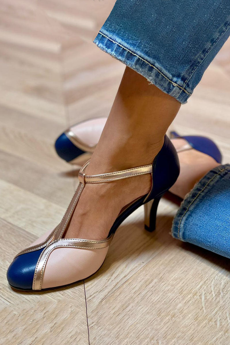 Alessia™ | Colorful and comfortable T-strap pumps with a round toe