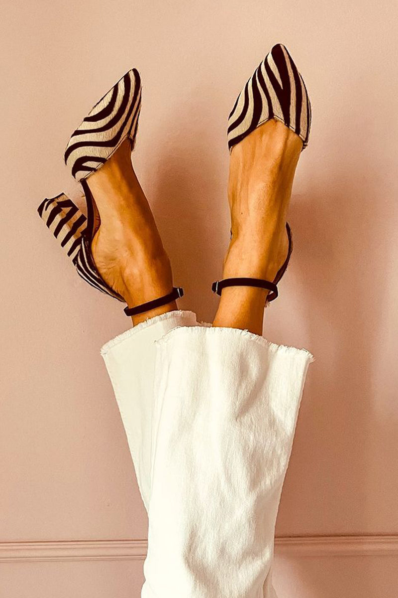 Zebrina™ | Sandals with mid-height heel and zebra print