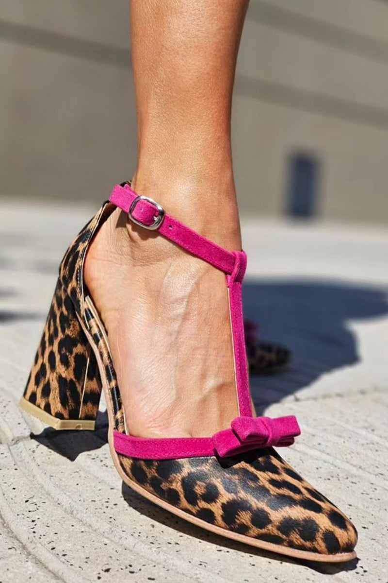 Leontina | Green sandals with leopard print and colorful accents