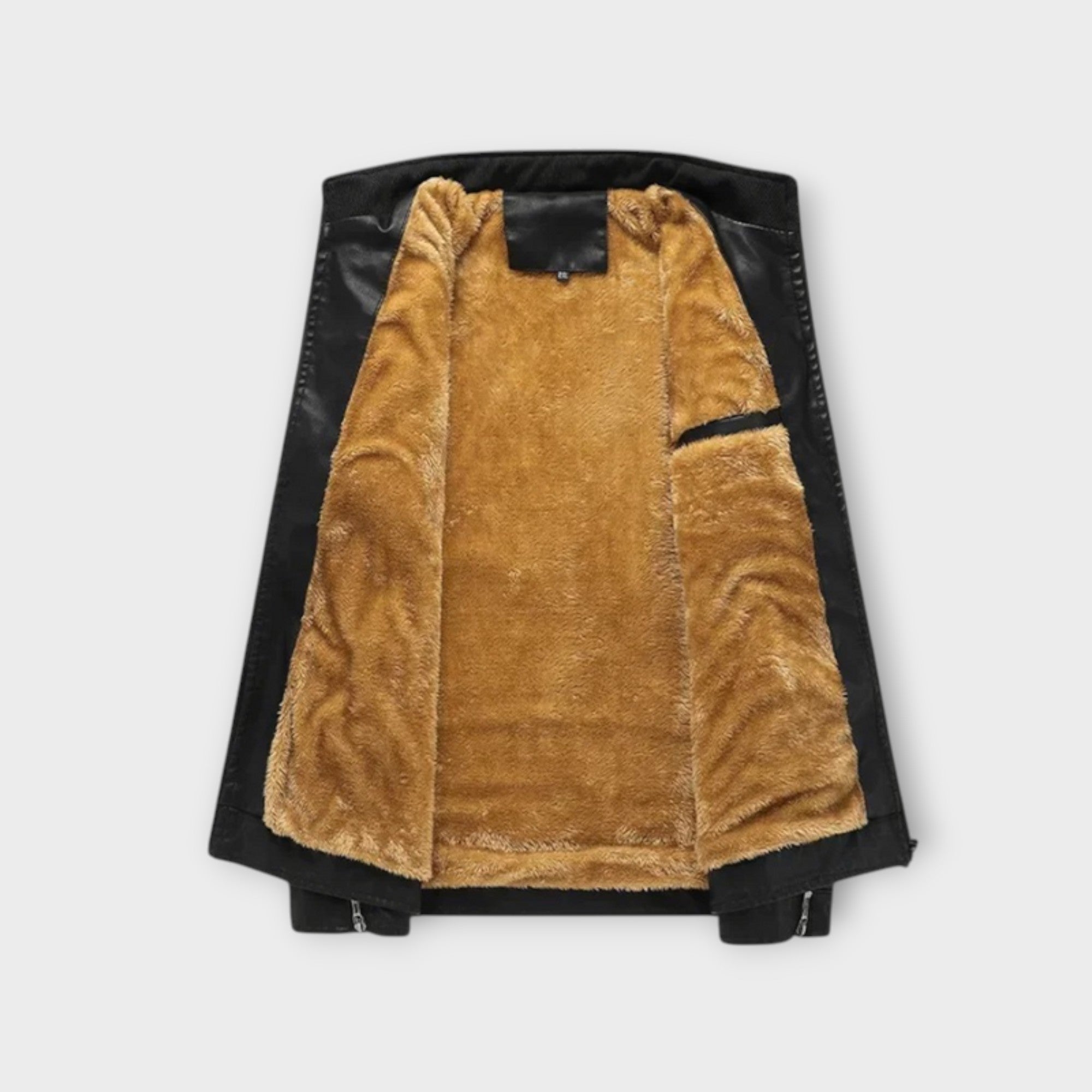 Fleece-Lined Retro Leather Jacket