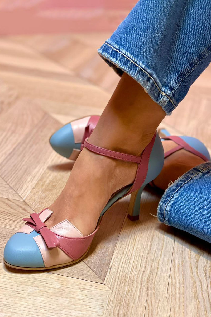 Bellarosa | Colorful sandals with knot and strap, with round toe