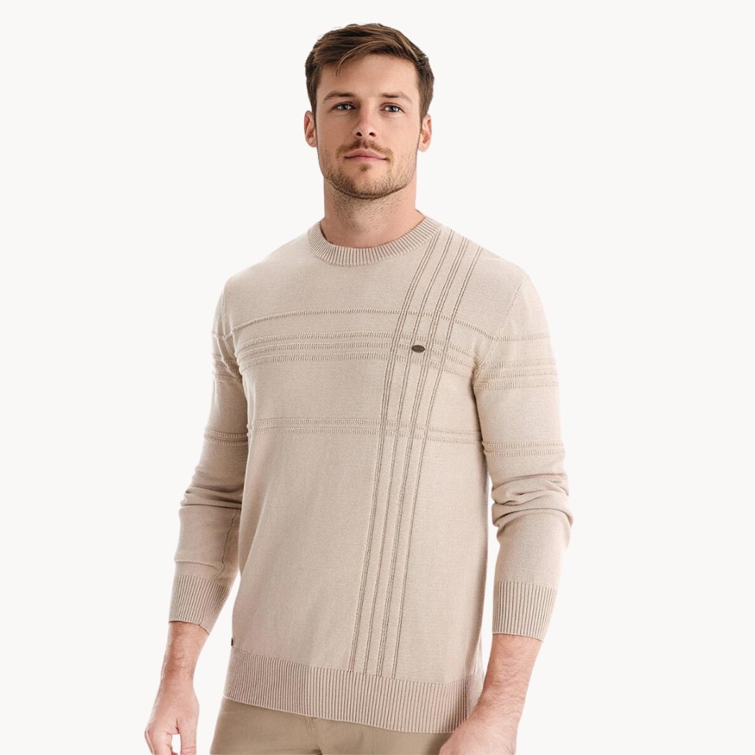MIRAVO | Elegant Men's Sweater with Checkered Design