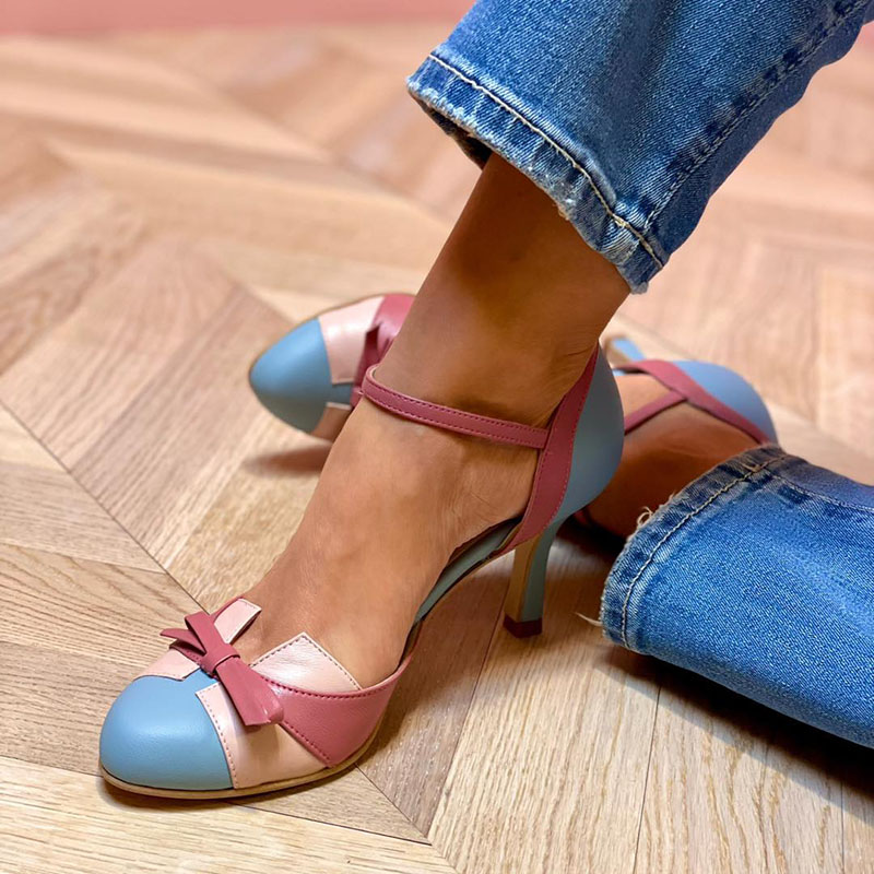 Bellarosa | Colorful sandals with knot and strap, with round toe