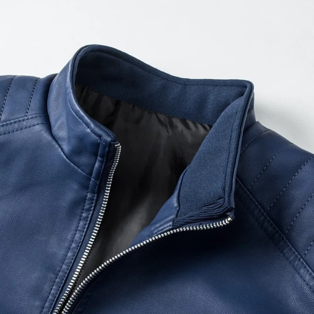 High Collar Leather Jacket