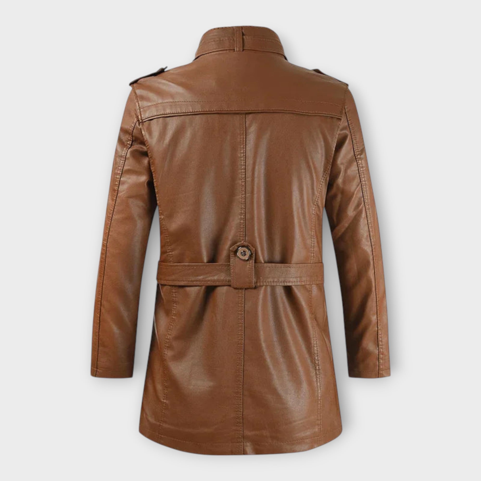 Elegant Long Leather Biker Jacket